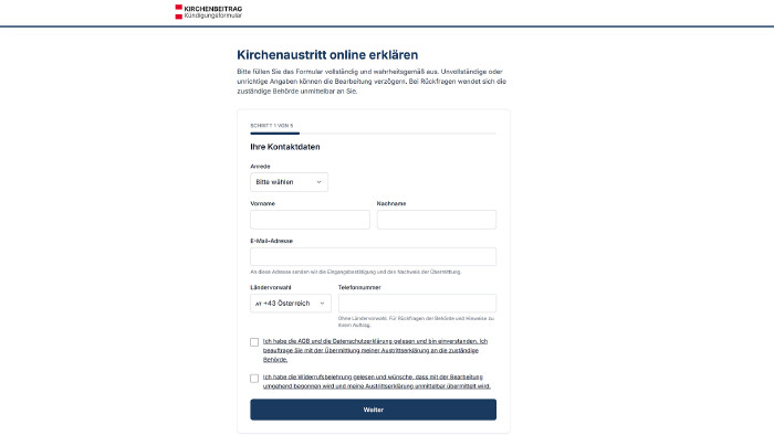 Die in den USA registrierte Seite kirchenbeitrag.com wirkt auf den ersten Blick seri&ouml;s.