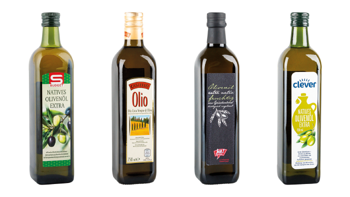  Diese vier Olivenöle erhielten beim Test die besten Bewertungen. © VKI, AK Stmk
