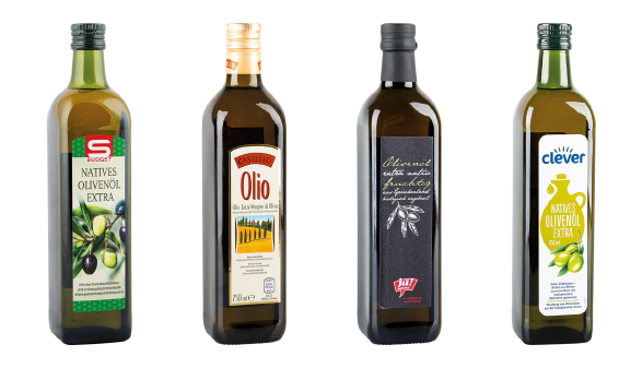  Diese vier Olivenöle erhielten beim Test die besten Bewertungen. © VKI, AK Stmk