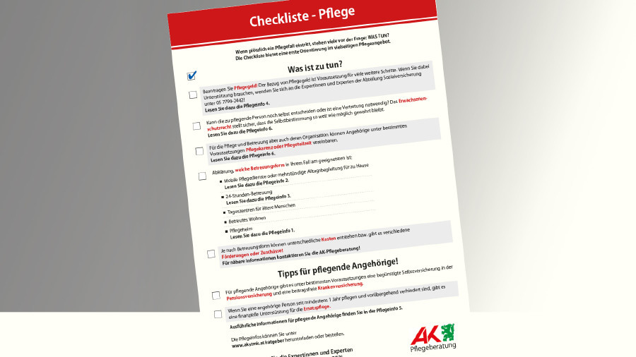 Checkliste - Pflege