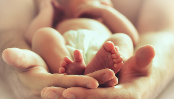 Eltern halten ein schlafendes Neugeborenes in ihrer Hand © Zffoto, stock.adobe.com