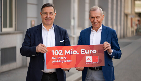 AK-Direktor Dr. Johann Scheuch (l.) und AK-Pr&auml;sident Josef Pesserl pr&auml;sentierten die AK-Leistungsbilanz 2025.