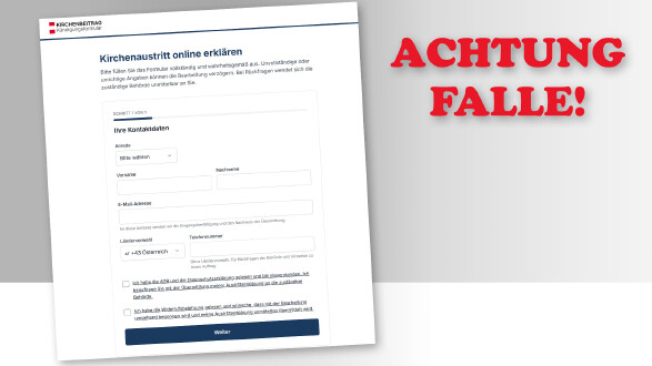 Die in den USA registrierte Seite kirchenbeitrag.com wirkt auf den ersten Blick seri&ouml;s.
