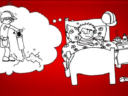 Comic: Ein Mann liegt Krank im Bett © News on Video, News on Video