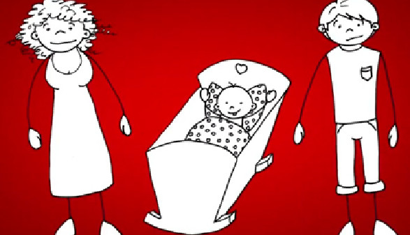 Comic: Ein Elternpaar mit ihrem Baby © News on Video, News on Video