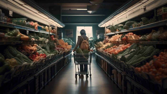 Frau in Supermarkt